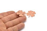 Copper Leaf Charm, 4 Raw Copper Four Leaf Clover Charms With 1 Hole, Charm Earrings (27x25x0.80mm) M02858