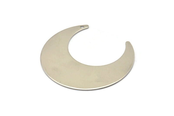Steel Moon Charm, 8 Steel Moon Charms With 1 Hole (42x16x0.70mm) M02853