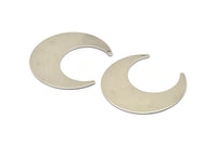 Steel Moon Charm, 8 Steel Moon Charms With 1 Hole (42x16x0.70mm) M02853