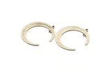 Silver Moon Charm, 6 Antique Silver Plated Brass Crescent Moon Charms With 2 Loops, Connectors (31x28x1mm) D0695 H0874