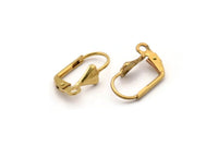 Leverback Earring Findings, 50 Raw Brass Leverback Earring Findings With Shell (15x9mm) Brsl 90 A0609