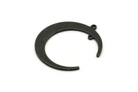 Black Moon Charm, 6 Oxidized Black Brass Crescent Moon Charms With 2 Loops, Connectors (31x28x1mm) D0695 S1019