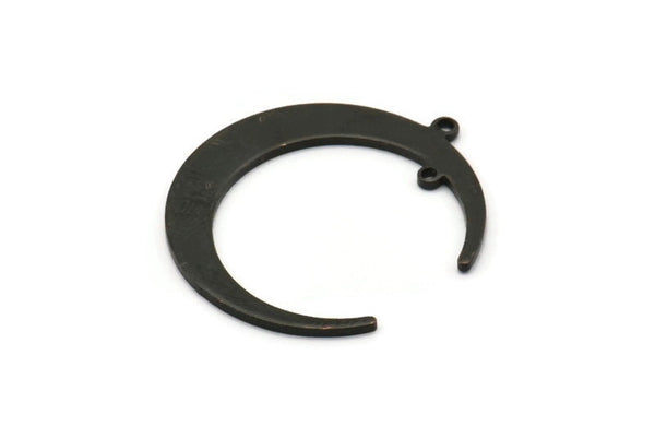 Black Moon Charm, 6 Oxidized Black Brass Crescent Moon Charms With 2 Loops, Connectors (31x28x1mm) D0695 S1019