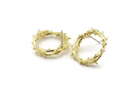 Brass Circle Earring, 4 Raw Brass Circle Stud Earrings (22x5mm) N1758