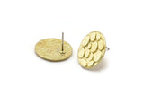 Brass Round Earring, 4 Raw Brass Round Stud Earrings (17x15mm) N1784