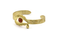 Brass Eye Cuff, Raw Brass Eye Shaped Bracelet Stone Setting With 1 Pad - Pad Size 8mm N1778