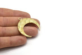 Brass Moon Charm, 2 Raw Brass Textured Horn Charms, Pendant, Jewelry Finding (36x10.80x3.40mm) N0236