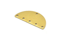 Semi Circle Blank, 24 Raw Brass Semi Circle Blanks With 6 Holes (32x16x0.80) A0848