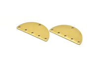 Semi Circle Blank, 24 Raw Brass Semi Circle Blanks With 6 Holes (32x16x0.80) A0848