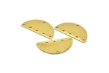 Semi Circle Blank, 24 Raw Brass Semi Circle Blanks With 6 Holes (32x16x0.80) A0848