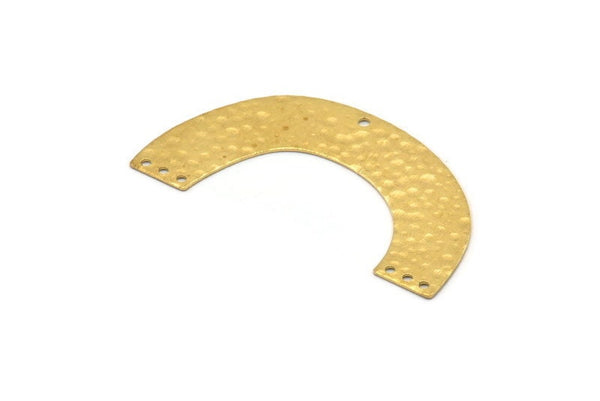 U Shaped Charm, 12 Raw Brass Hammered U Shaped Connectors With 7 Holes, Earrings, Pendants, Findings (43x23x0.50mm) D0717