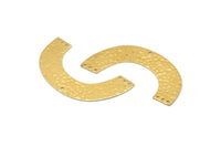 U Shaped Charm, 12 Raw Brass Hammered U Shaped Connectors With 7 Holes, Earrings, Pendants, Findings (43x23x0.50mm) D0717