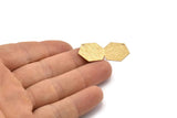 Brass Hexagon Charm, 12 Raw Brass Textured Hexagon Stamping Blanks With 1 Hole (17x0.60mm) D878