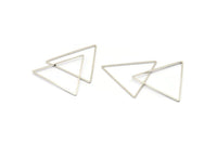 Silver Triangle Charm, 24 Silver Tone Triangle Ring Charms (38x1mm) D0549