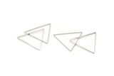 Silver Triangle Charm, 24 Silver Tone Triangle Ring Charms (38x1mm) D0549