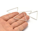 Silver Triangle Charm, 24 Silver Tone Triangle Ring Charms (38x1mm) D0549
