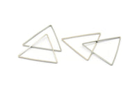 Silver Triangle Charm, 24 Silver Tone Triangle Ring Charms (34x1mm) D0548