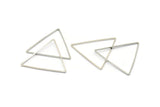 Silver Triangle Charm, 24 Silver Tone Triangle Ring Charms (34x1mm) D0548