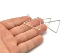 Silver Triangle Charm, 24 Silver Tone Triangle Ring Charms (34x1mm) D0548