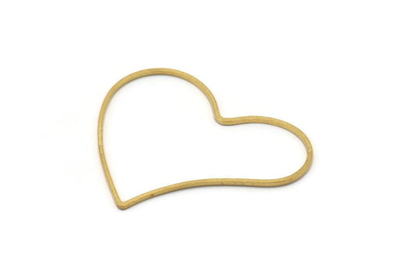 Brass Heart Connector, 24 Raw Brass Heart Connectors (35x40x0.80mm) D0545