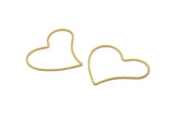 Brass Heart Connector, 24 Raw Brass Heart Connectors (35x40x0.80mm) D0545