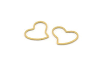 Brass Heart Connector, 50 Raw Brass Heart Connectors (18x15x0.80mm) D0539