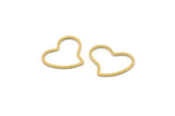Brass Heart Connector, 50 Raw Brass Heart Connectors (18x15x0.80mm) D0539