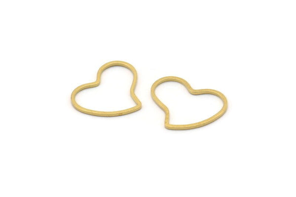 Brass Heart Connector, 50 Raw Brass Heart Connectors (18x15x0.80mm) D0539