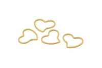 Brass Heart Connector, 50 Raw Brass Heart Connectors (18x15x0.80mm) D0539