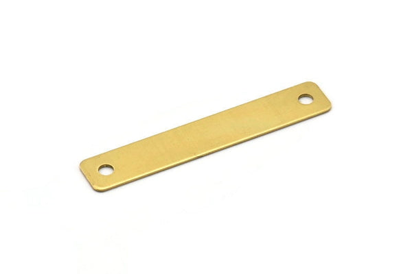 Raw Brass Connector, 10 Raw Brass Stamping Connectors  (59x10mm) B0146