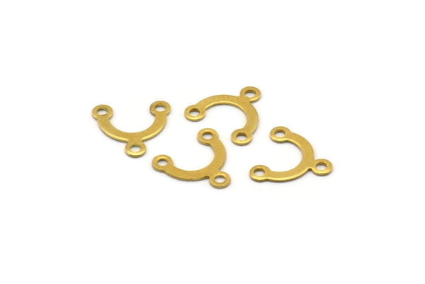 Raw Brass Connector, 250 Raw Brass Connector Charms, Pendant, Findings with 3 Holes (10mm)  A0657