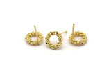 Gold Round Earring, 4 Gold Plated Brass Round Earring Studs (11mm) N1201