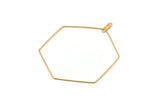 Brass Hexagon Earring, 24 Raw Brass Wire Hexagon Earring Charms With 2 Loops (50x0.7mm) D0556