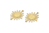 Brass Sunny Connector, 12 Raw Brass Textured Sunny Connectors With 2 Loops (27x22x1mm) D0559