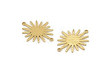 Brass Sunny Connector, 12 Raw Brass Textured Sunny Connectors With 2 Loops (27x22x1mm) D0559