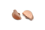 Ribbon Crimp Ends, 8 Rose Gold Plated Brass Textured Ribbon Crimp Ends With 1 Loop, Findings (15x10mm) D0557