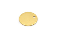 Gold Plated Discs, 10 Gold Plated Brass Cabochon Tags with 1 Loop, Stamping Tags (10mm) Brs 64 A0289 Q0190