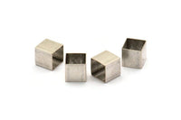 Geometric Spacer Beads, 18 Huge Antique Silver Plated Brass Square Tubes (10x10mm) Bs 1505 H0106