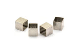 Geometric Spacer Beads, 18 Huge Antique Silver Plated Brass Square Tubes (10x10mm) Bs 1505 H0106