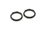 Black Faceted Ring, 12 Black Oxidized Brass  Faceted Rings, Connectors (15mm) N0498  S470