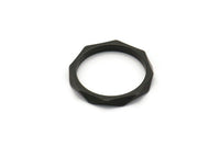 Black Faceted Ring, 50 Black Oxidized Brass  Faceted Rings, Connectors (15mm) N0498 S470