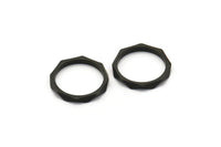 Black Faceted Ring, 50 Black Oxidized Brass  Faceted Rings, Connectors (15mm) N0498 S470