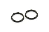 Black Faceted Ring, 50 Black Oxidized Brass  Faceted Rings, Connectors (15mm) N0498 S470