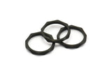 Black Faceted Ring, 50 Black Oxidized Brass  Faceted Rings, Connectors (15mm) N0498 S470