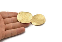 Brass Wavy Disc, 6 Raw Brass Textured Round Discs With 1 Hole (40mm) D0562