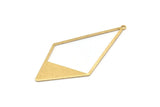 Brass Diamond Pendant, 6 Raw Brass Textured Diamond Pendants With 1 Loop, Charms, Findings (56x27x0.80mm) D0569