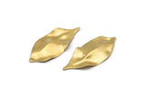 Brass Leaf Charm, 24 Raw Brass Leaf Charms With 1 Hole, Earrings (35x16x0.40mm) D0572