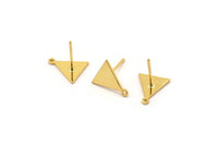 Gold Triangle Earring, 6 Gold Plated Brass Triangle Stud Earrings With 1 Hole (12x10mm) Q0974
