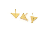 Gold Triangle Earring, 6 Gold Plated Brass Triangle Stud Earrings With 1 Hole (12x10mm) Q0974