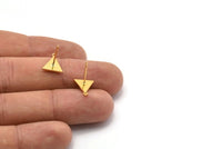 Gold Triangle Earring, 6 Gold Plated Brass Triangle Stud Earrings With 1 Hole (12x10mm) Q0974